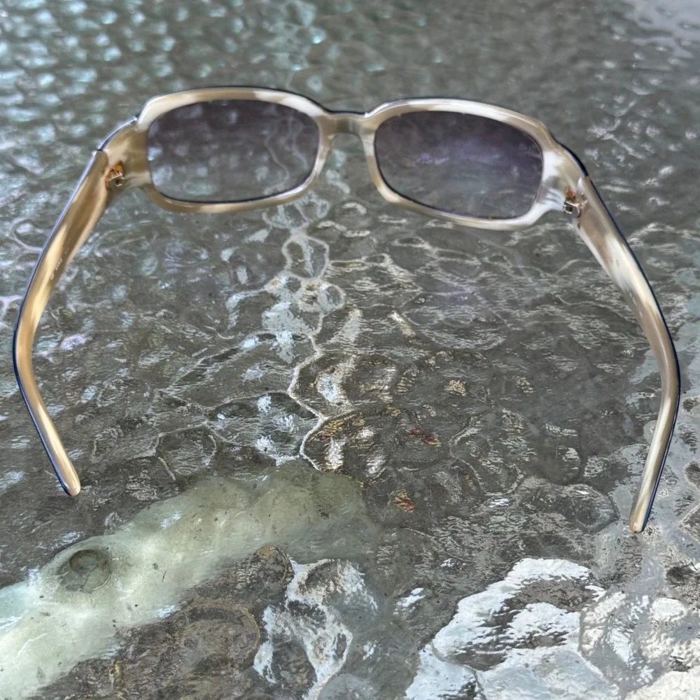 Kate Spade Rectangle Sunglass Glasses Frames Blue Tan Crystal Logo Made in Italy